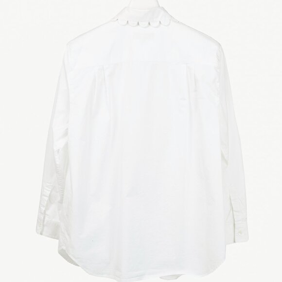 Burberry White Cotton-Poplin Scalloped-Trim Buttoned Shirt - Picture 2 of 12